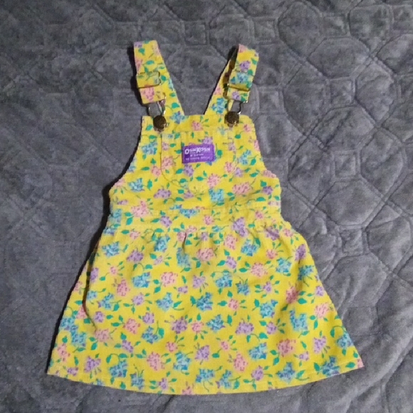 OshKosh B'gosh VINTAGE Yellow Floral Jumper Dress 24M